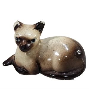 Hagen Renaker Siamese Cat Mini Porcelain VTG 1950s MCM Miniature Kitty Blue Eyes